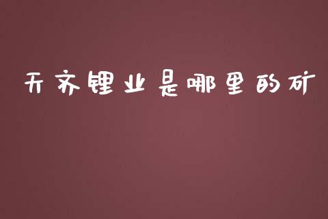 天齐锂业是哪里的矿_https://m.jnlaobingbanjia.com_股市新闻_第1张