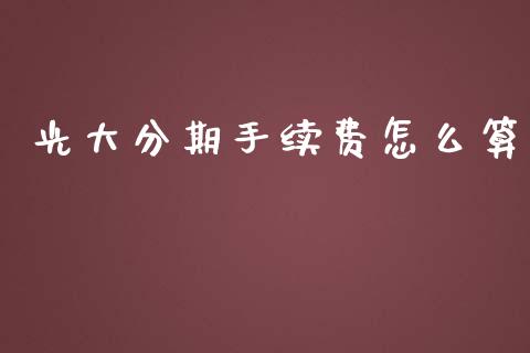光大分期手续费怎么算_https://m.jnlaobingbanjia.com_全球市场_第1张