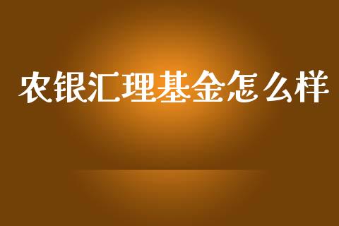 农银汇理基金怎么样_https://m.jnlaobingbanjia.com_理财规划_第1张