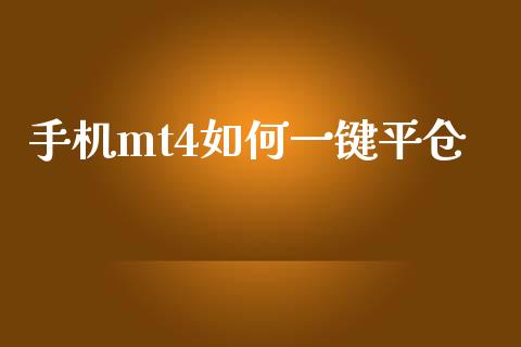 手机mt4如何一键平仓_https://m.jnlaobingbanjia.com_基金市场_第1张