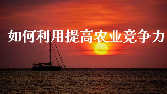 如何利用提高农业竞争力_https://m.jnlaobingbanjia.com_基金市场_第1张