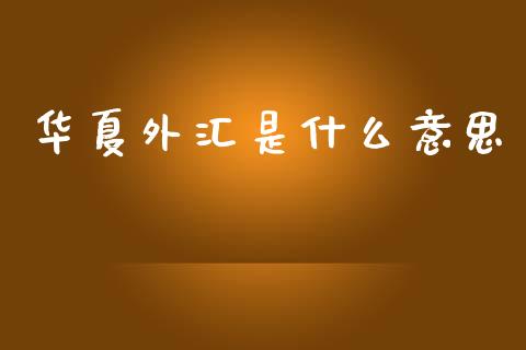 华夏外汇是什么意思_https://m.jnlaobingbanjia.com_区块链_第1张