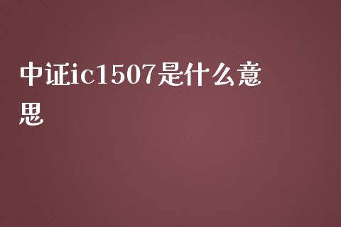 中证ic1507是什么意思_https://m.jnlaobingbanjia.com_全球市场_第1张