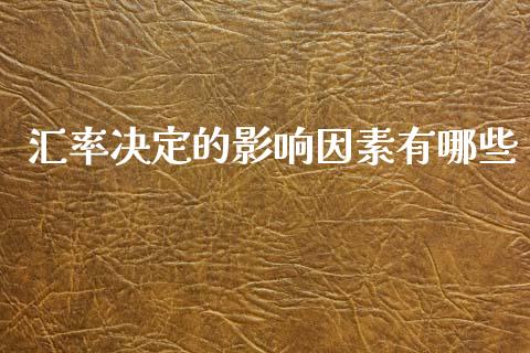汇率决定的影响因素有哪些_https://m.jnlaobingbanjia.com_股市新闻_第1张