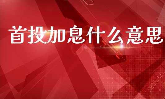 首投加息什么意思_https://m.jnlaobingbanjia.com_股市新闻_第1张