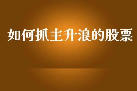 如何抓主升浪的股票_https://m.jnlaobingbanjia.com_金融监管_第1张