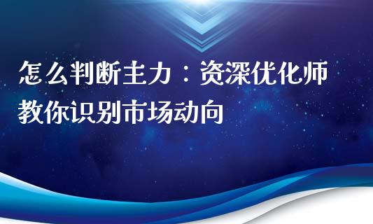 怎么判断主力：资深优化师教你识别市场动向_https://m.jnlaobingbanjia.com_理财规划_第1张