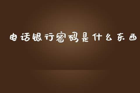 电话银行密码是什么东西_https://m.jnlaobingbanjia.com_理财规划_第1张
