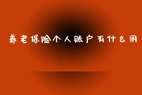 养老保险个人账户有什么用_https://m.jnlaobingbanjia.com_全球市场_第1张