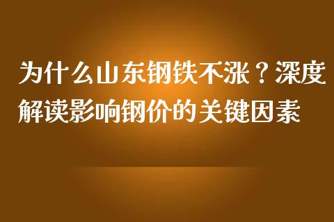 为什么山东钢铁不涨？深度解读影响钢价的关键因素_https://m.jnlaobingbanjia.com_基金市场_第1张