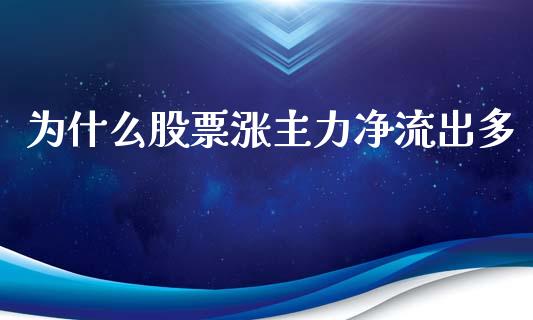 为什么股票涨主力净流出多_https://m.jnlaobingbanjia.com_全球市场_第1张