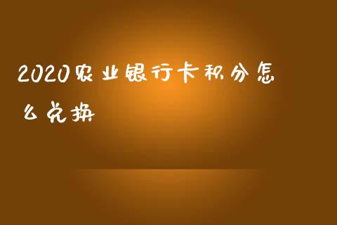 2020农业银行卡积分怎么兑换_https://m.jnlaobingbanjia.com_金融监管_第1张