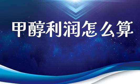 甲醇利润怎么算_https://m.jnlaobingbanjia.com_金融监管_第1张