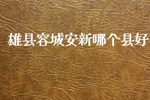 雄县容城安新哪个县好_https://m.jnlaobingbanjia.com_股市新闻_第1张