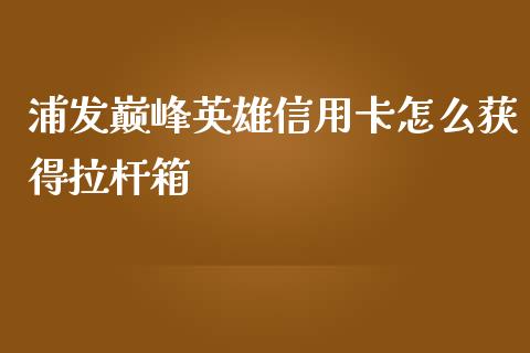 浦发巅峰英雄信用卡怎么获得拉杆箱_https://m.jnlaobingbanjia.com_基金市场_第1张