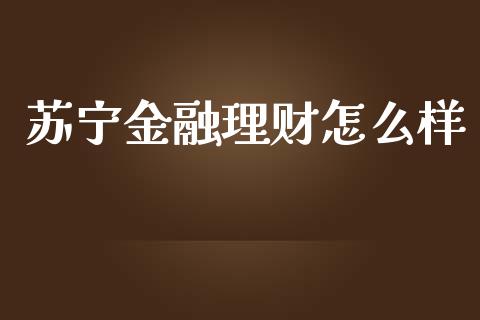 苏宁金融理财怎么样_https://m.jnlaobingbanjia.com_全球市场_第1张