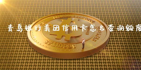 青岛银行美团信用卡怎么查询额度_https://m.jnlaobingbanjia.com_股市新闻_第1张