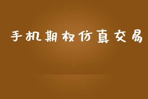 手机期权仿真交易_https://m.jnlaobingbanjia.com_金融监管_第1张