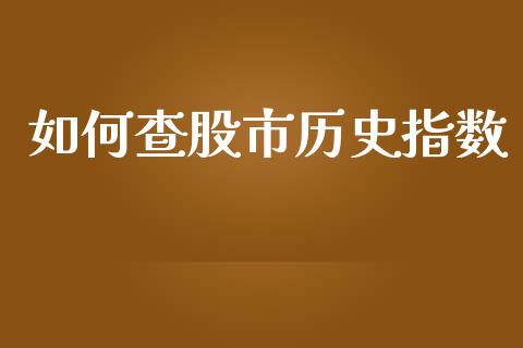 如何查股市历史指数_https://m.jnlaobingbanjia.com_股市新闻_第1张