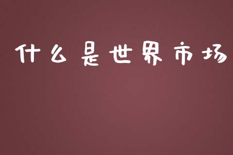 什么是世界市场_https://m.jnlaobingbanjia.com_金融监管_第1张