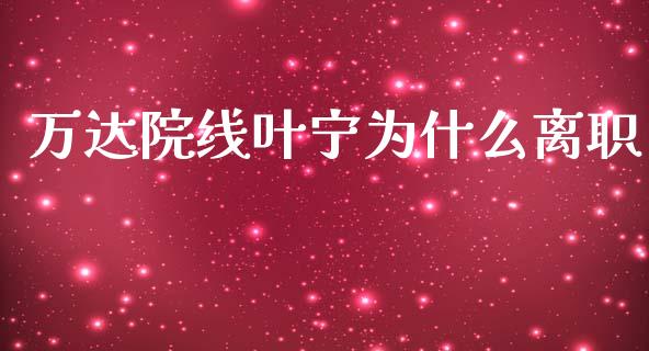 万达院线叶宁为什么离职_https://m.jnlaobingbanjia.com_理财规划_第1张