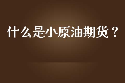 什么是小原油期货？_https://m.jnlaobingbanjia.com_基金市场_第1张