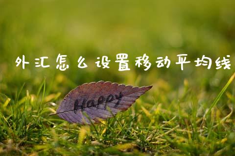 外汇怎么设置移动平均线_https://m.jnlaobingbanjia.com_理财规划_第1张