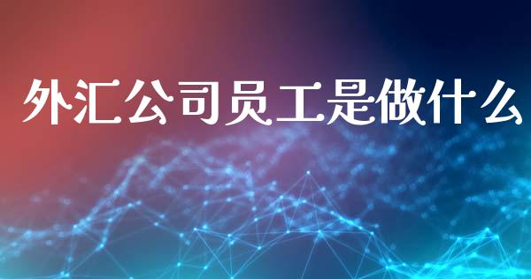 外汇公司员工是做什么_https://m.jnlaobingbanjia.com_理财规划_第1张
