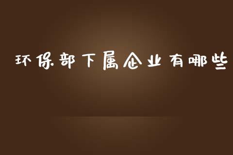 环保部下属企业有哪些_https://m.jnlaobingbanjia.com_股市新闻_第1张