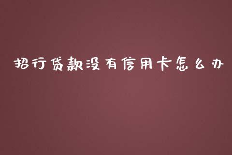 招行贷款没有信用卡怎么办_https://m.jnlaobingbanjia.com_区块链_第1张