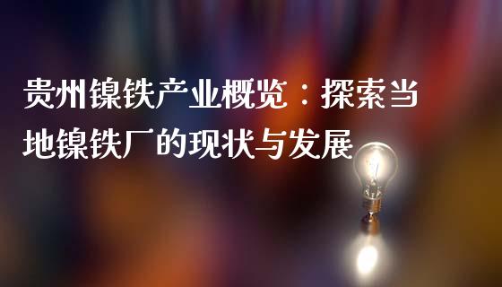 贵州镍铁产业概览：探索当地镍铁厂的现状与发展_https://m.jnlaobingbanjia.com_理财规划_第1张