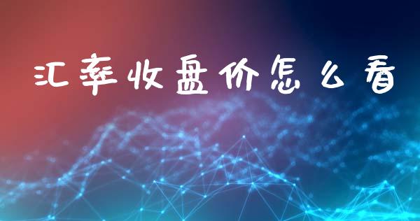 汇率收盘价怎么看_https://m.jnlaobingbanjia.com_金融监管_第1张