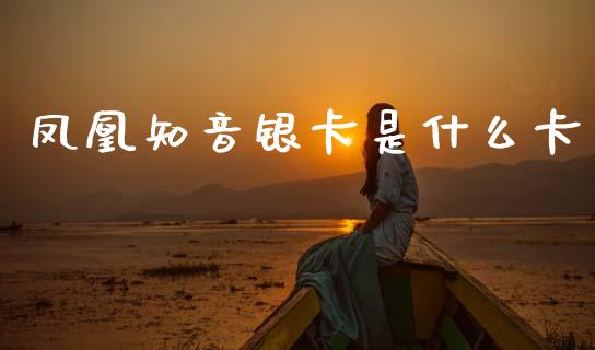 凤凰知音银卡是什么卡_https://m.jnlaobingbanjia.com_股市新闻_第1张