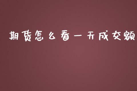 期货怎么看一天成交额_https://m.jnlaobingbanjia.com_股市新闻_第1张