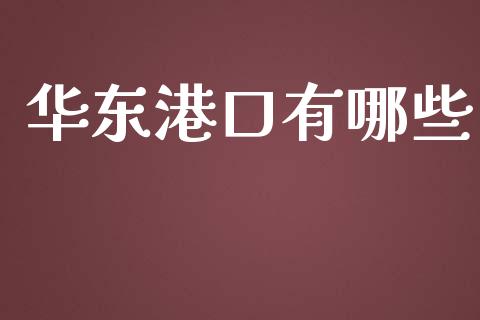 华东港口有哪些_https://m.jnlaobingbanjia.com_金融监管_第1张