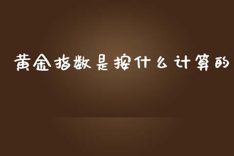 黄金指数是按什么计算的_https://m.jnlaobingbanjia.com_全球市场_第1张