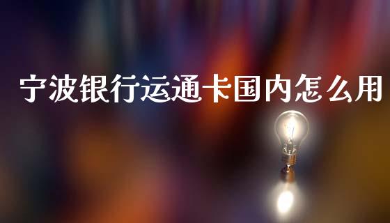 宁波银行运通卡国内怎么用_https://m.jnlaobingbanjia.com_基金市场_第1张