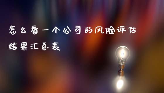 怎么看一个公司的风险评估结果汇总表_https://m.jnlaobingbanjia.com_股市新闻_第1张