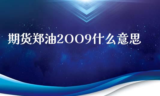 期货郑油2OO9什么意思_https://m.jnlaobingbanjia.com_理财规划_第1张
