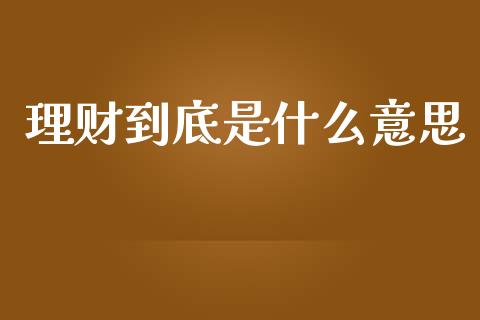 理财到底是什么意思_https://m.jnlaobingbanjia.com_基金市场_第1张