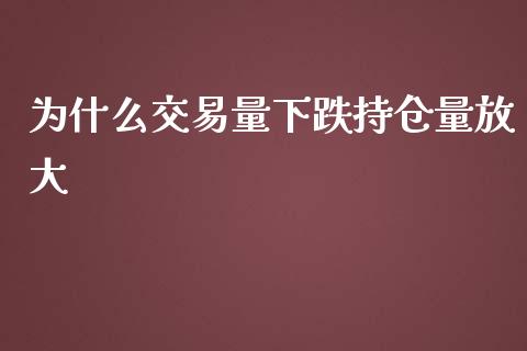 为什么交易量下跌持仓量放大_https://m.jnlaobingbanjia.com_全球市场_第1张