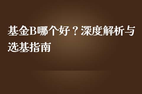 基金B哪个好？深度解析与选基指南_https://m.jnlaobingbanjia.com_基金市场_第1张