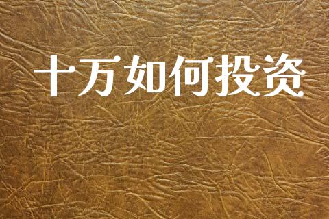十万如何投资_https://m.jnlaobingbanjia.com_基金市场_第1张