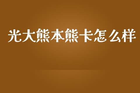 光大熊本熊卡怎么样_https://m.jnlaobingbanjia.com_基金市场_第1张