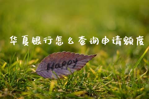 华夏银行怎么查询申请额度_https://m.jnlaobingbanjia.com_基金市场_第1张