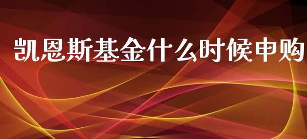 凯恩斯基金什么时候申购_https://m.jnlaobingbanjia.com_金融监管_第1张