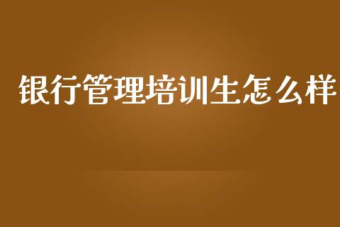 银行管理培训生怎么样_https://m.jnlaobingbanjia.com_全球市场_第1张