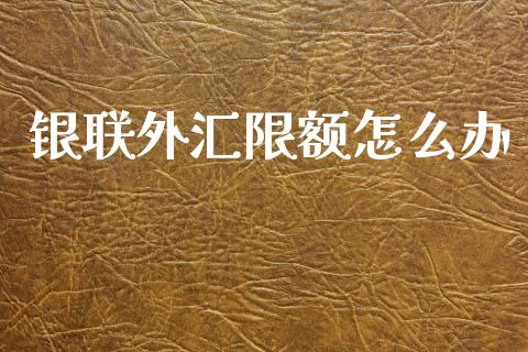 银联外汇限额怎么办_https://m.jnlaobingbanjia.com_金融监管_第1张