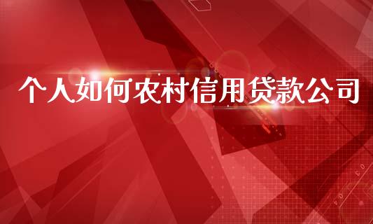 个人如何农村信用贷款公司_https://m.jnlaobingbanjia.com_区块链_第1张