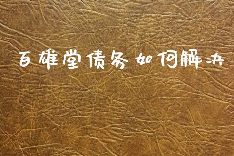 百雄堂债务如何解决_https://m.jnlaobingbanjia.com_基金市场_第1张